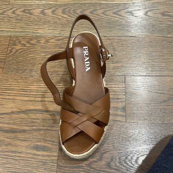Prada sandals. Size 36.5. Dark brown. Espadrille style. Runs large. - Picture 3 of 13